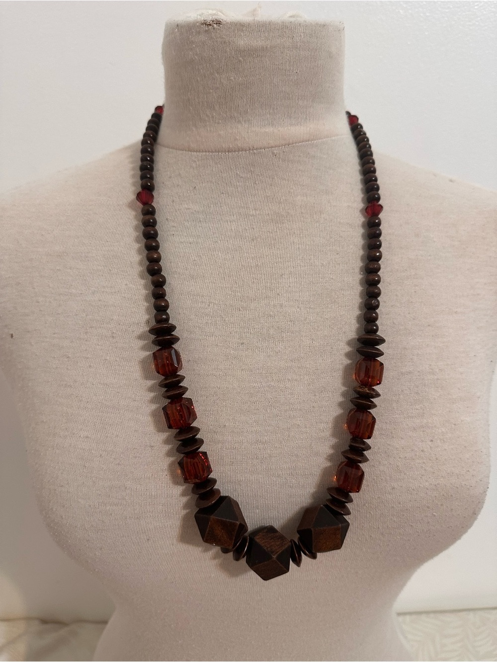 Brown & Amber wood Necklace